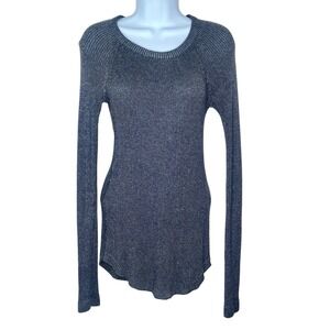 LULULEMON Sweater Lotus Pullover Crewneck Knit Heathered Blue L/S Small Medium